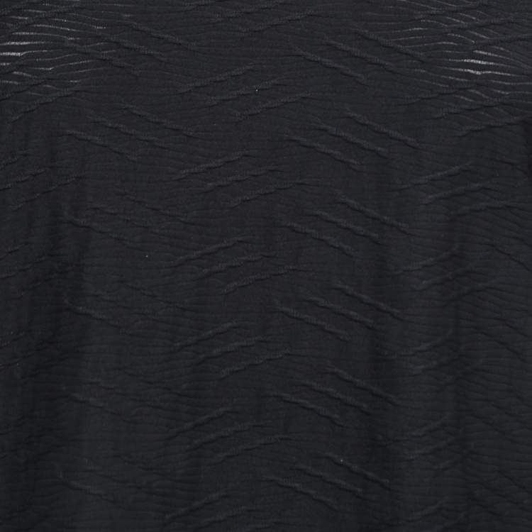 Pre Owned Giorgio Armani Black Textured Jersey Long Sleeve Top M