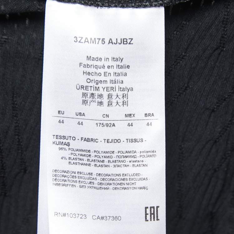 Pre Owned Giorgio Armani Black Textured Jersey Long Sleeve Top M
