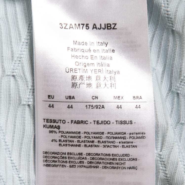 Pre Owned Giorgio Armani Light Blue Patterned Knit Long Sleeve T-Shirt M