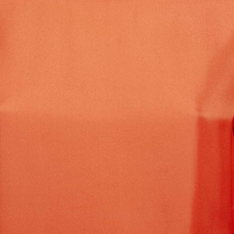 Pre Owned Giorgio Armani Orange Silk Tie Sleeve Detail Blouse S