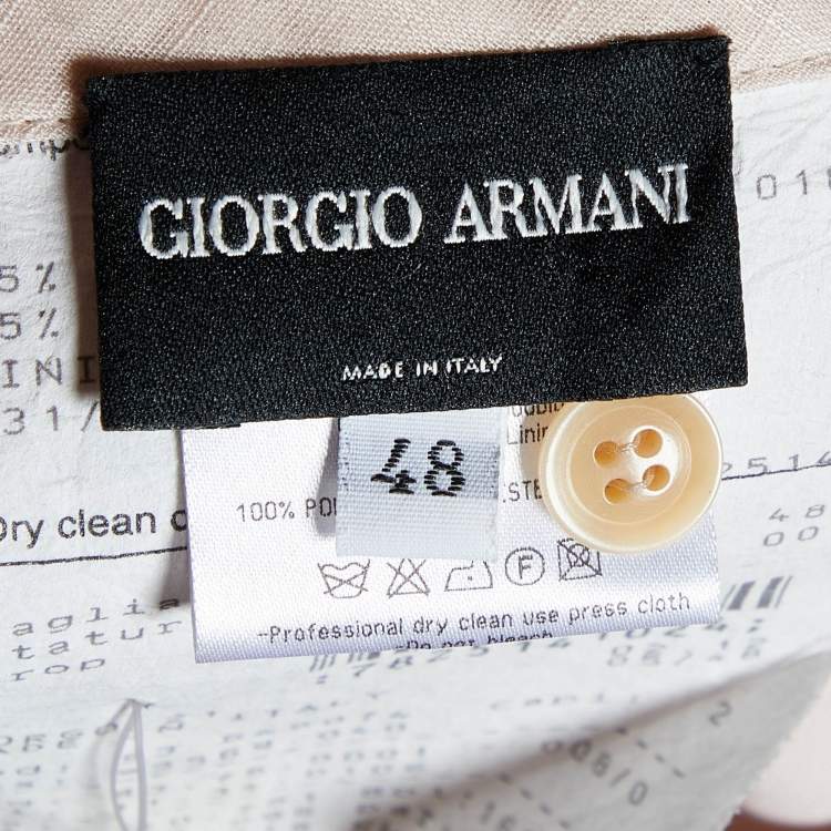 Pre Owned Giorgio Armani Light Pink Cotton & Linen Midi Skirt L