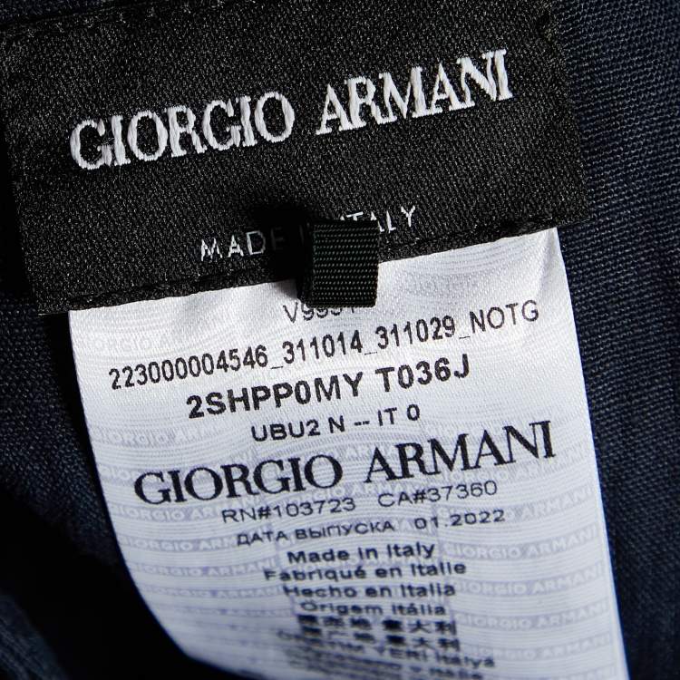 Pre Owned Giorgio Armani Navy Blue Linen Belted Pants XS