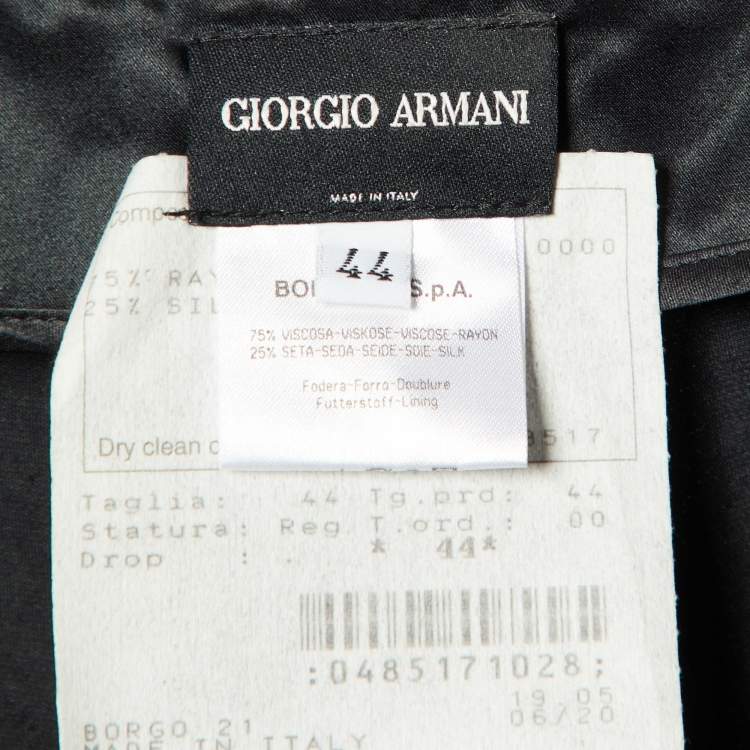 Pre Owned Giorgio Armani Black Velvet Straight Leg Pants M