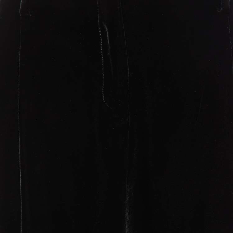 Pre Owned Giorgio Armani Black Velvet Straight Leg Pants M
