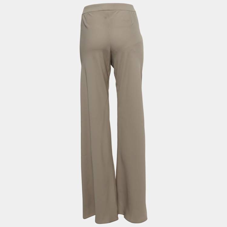 Pre Owned Giorgio Armani Beige Crepe Wide Leg Pants M 