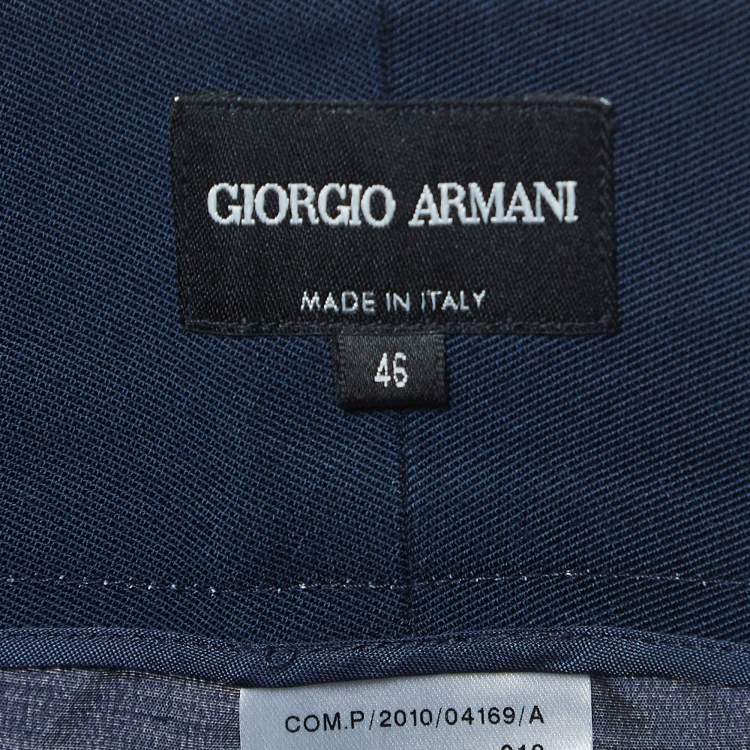 Pre Owned Giorgio Armani Navy Blue Silk Blend Trousers L
