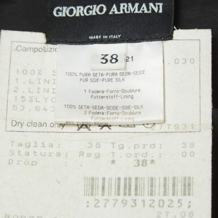 Pre Owned Giorgio Armani Black Silk Flared Knee Length Skirt S