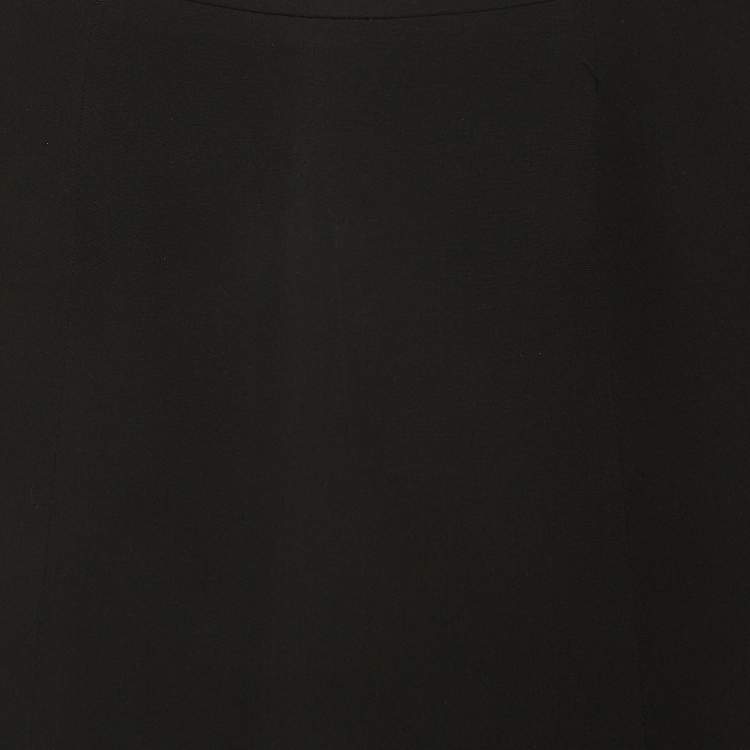Pre Owned Giorgio Armani Black Silk Flared Knee Length Skirt S