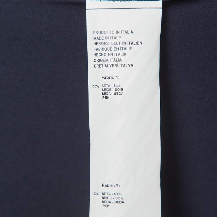 Pre Owned Giorgio Armani Navy Blue Silk Kimono Sleeve Blouse M