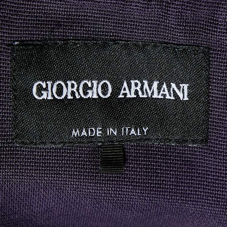 Pre Owned Giorgio Armani Purple Floral Print Mesh Overlay Trousers S