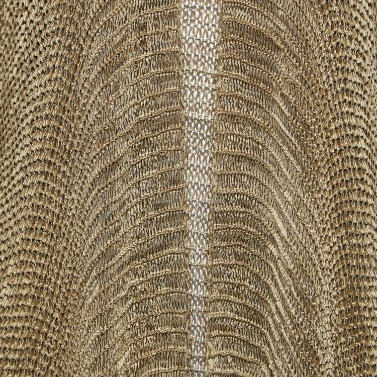 Pre Owned Giorgio Armani Beige Silk Knit Open Front Fringed Cardigan M