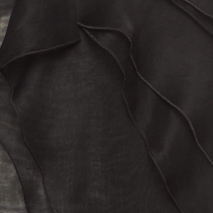Pre Owned Giorgio Armani Black Silk Organza Pleated One Shoulder Top S