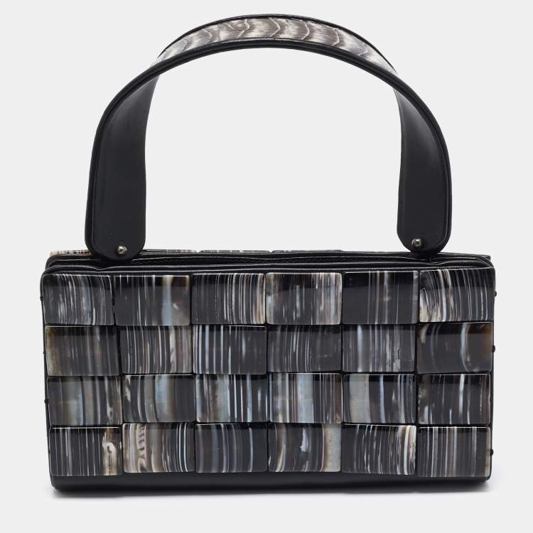 Pre Owned Giorgio Armani Black/Multicolor Acrylic and Alligator Pochette