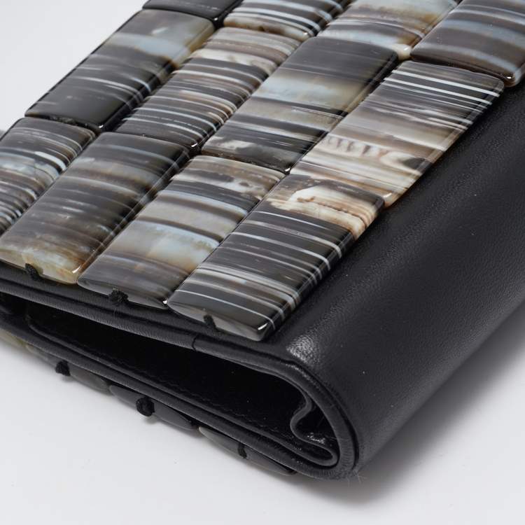 Pre Owned Giorgio Armani Black/Multicolor Acrylic and Alligator Pochette
