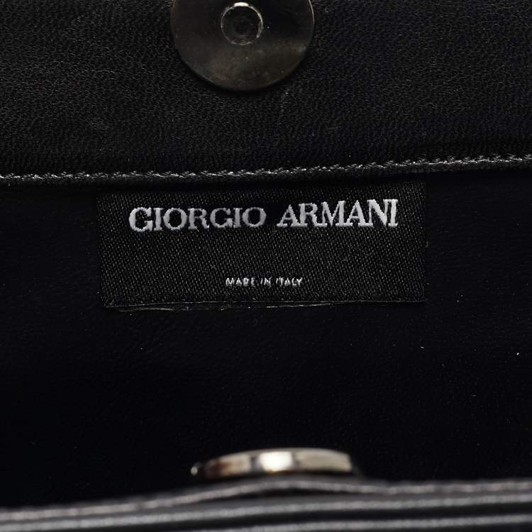 Pre Owned Giorgio Armani Black/Multicolor Acrylic and Alligator Pochette