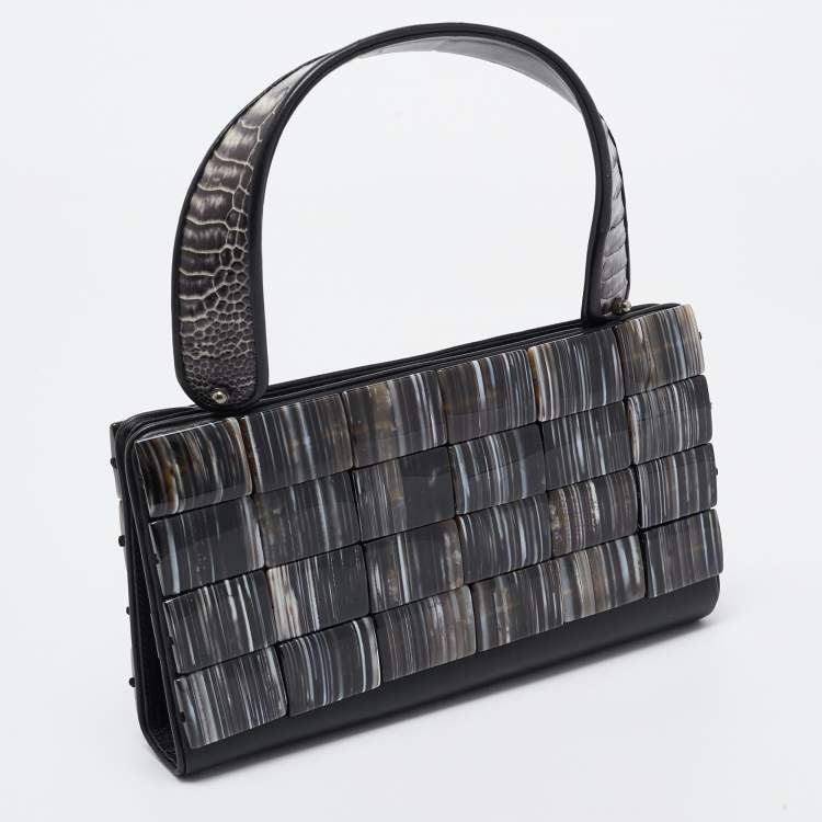 Pre Owned Giorgio Armani Black/Multicolor Acrylic and Alligator Pochette