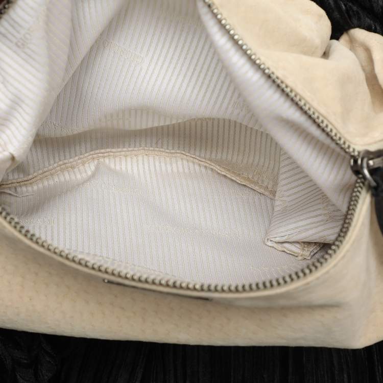 Pre Owned Giorgio Armani Black Jacquard Fabric Pleated Hobo