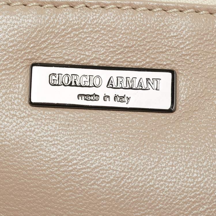 Pre Owned Giorgio Armani Beige Leather Pleated Hobo