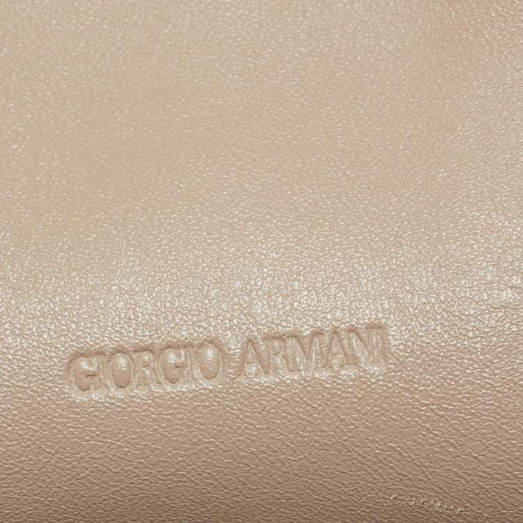 Pre Owned Giorgio Armani Beige Leather Pleated Hobo