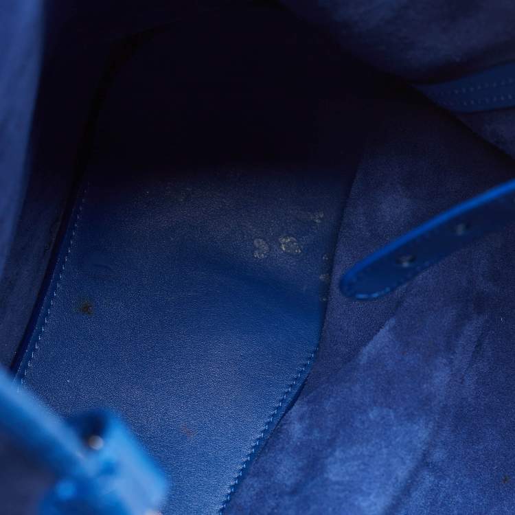 Pre Owned Giorgio Armani Blue Suede and Leather Shopper Tote