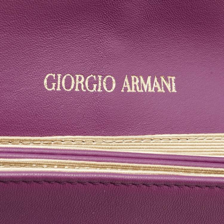 Pre Owned Giorgio Armani Fuchsia Textured Leather Flap Chain Bag