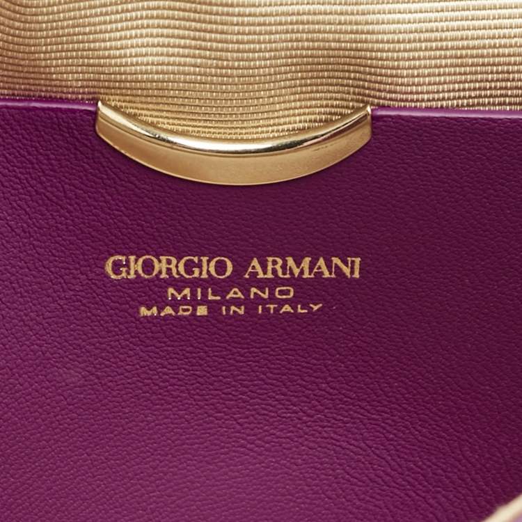 Pre Owned Giorgio Armani Fuchsia Textured Leather Flap Chain Bag