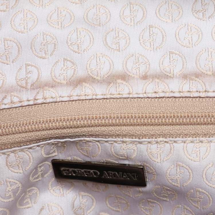 Pre Owned Giorgio Armani Brown/Grey Signature Canvas and Leather Hobo