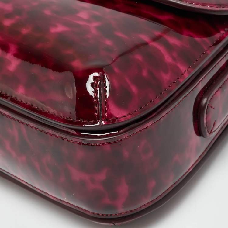 Pre Owned Giorgio Armani La Prima Pink Tortoise Print Patent Leather Hobo