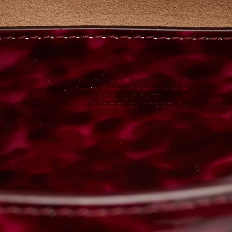 Pre Owned Giorgio Armani La Prima Pink Tortoise Print Patent Leather Hobo