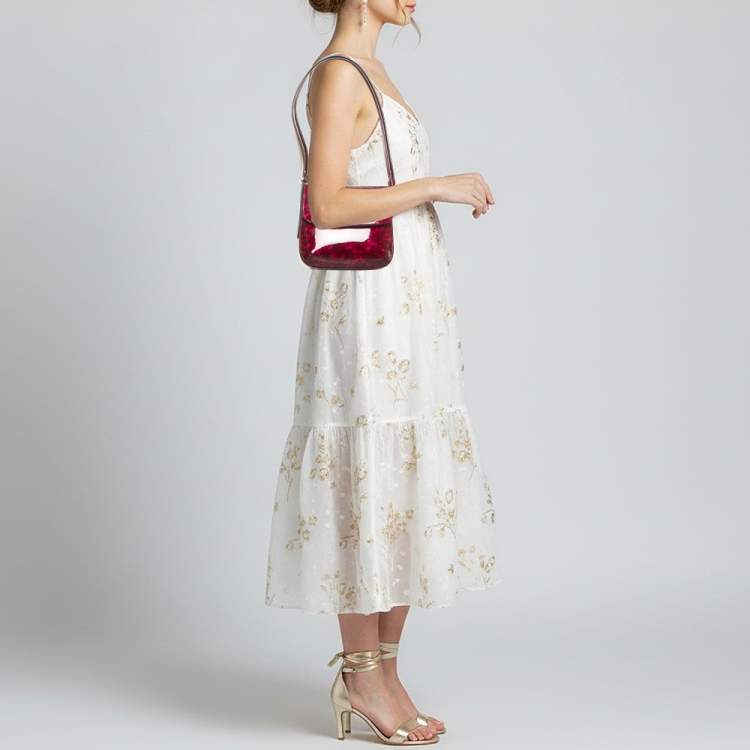 Pre Owned Giorgio Armani La Prima Pink Tortoise Print Patent Leather Hobo