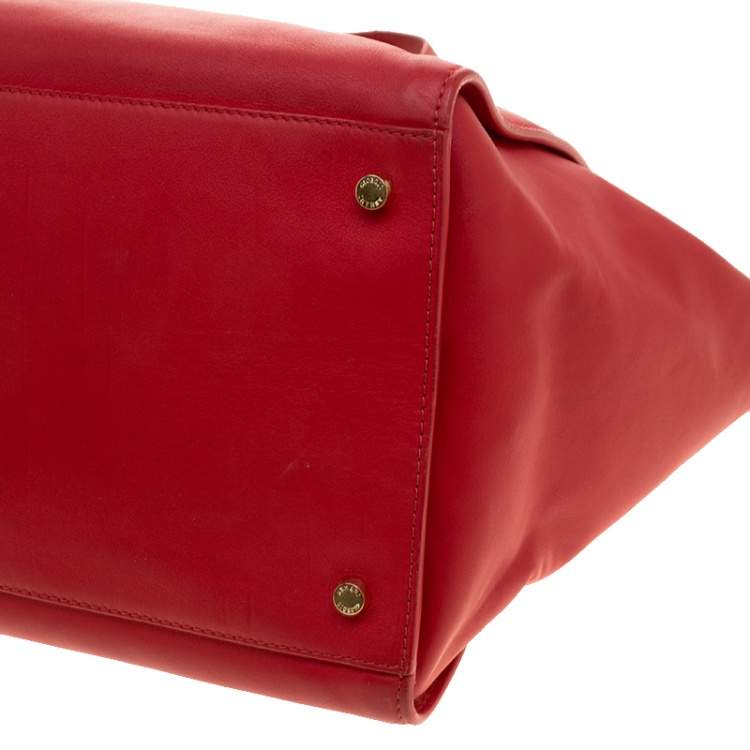 Pre Owned Giorgio Armani Red Leather Tote