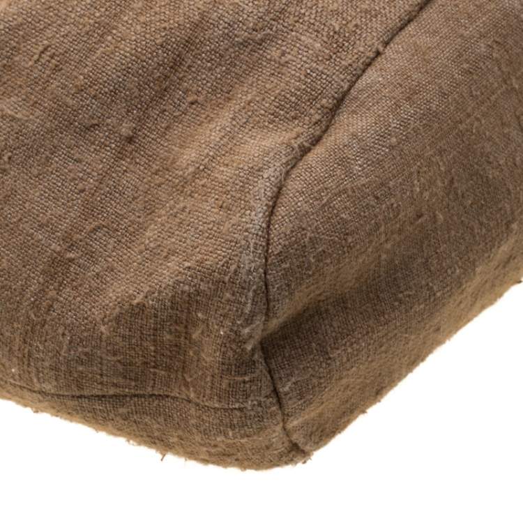 Pre Owned Giorgio Armani Light Brown Jute Shoulder Bag