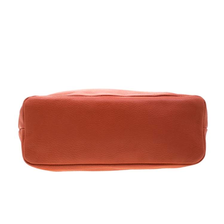 Pre Owned Giorgio Armani Orange Leather and Acrylic Chain Shoulder Bag