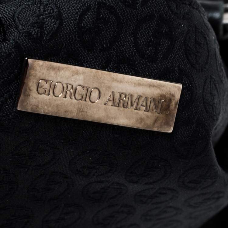 Pre Owned Giorgio Armani Black Suede and Leather Tassel Shoulder Bag