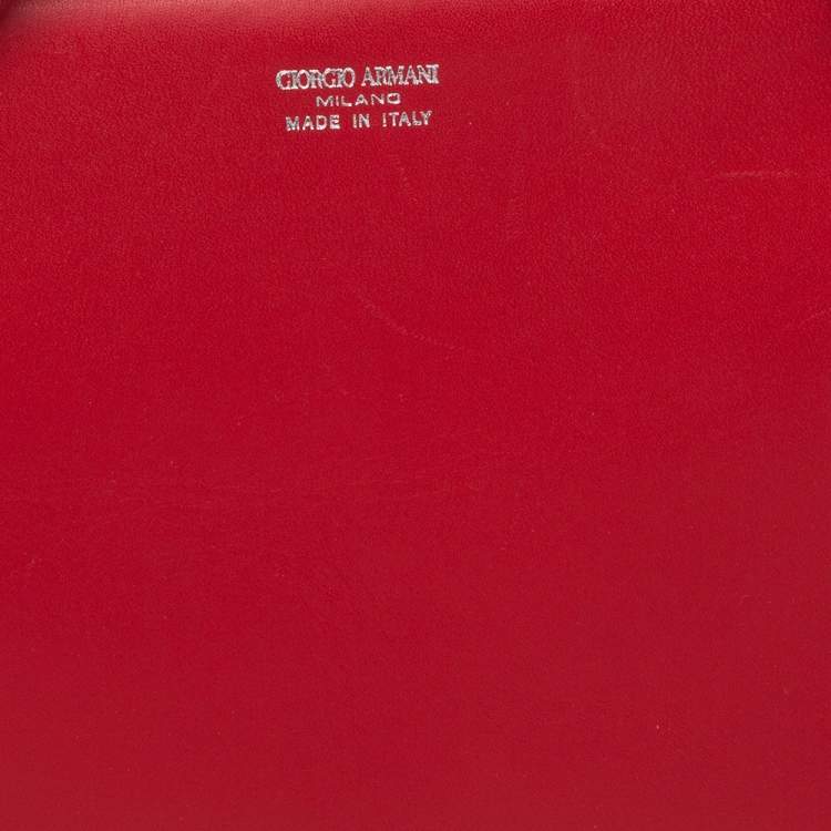 Pre Owned Giorgio Armani Red Leather Chain Shoulder Bag