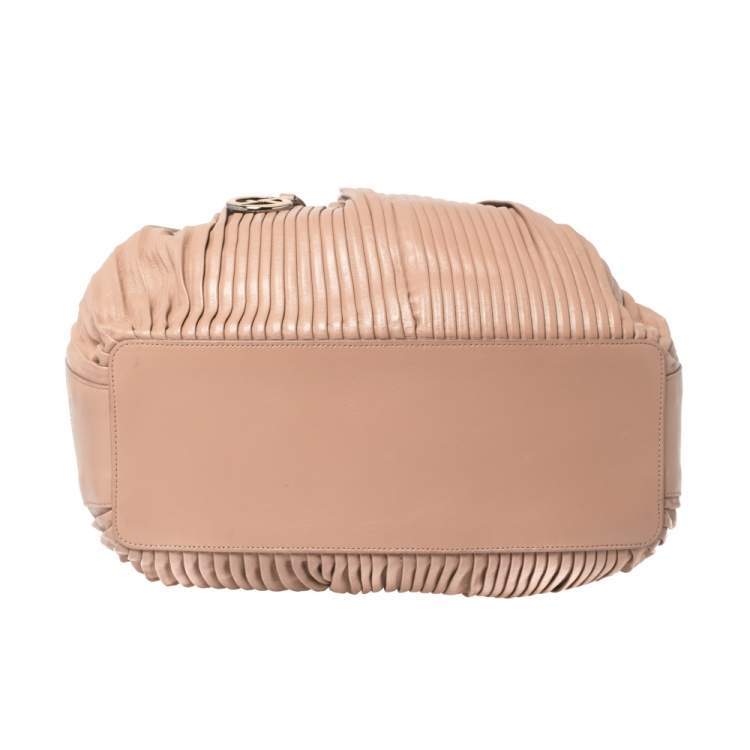 Pre Owned Giorgio Armani Pink Gathered Leather Hobo