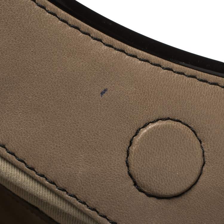 Pre Owned Giorgio Armani Taupe Leather Pleated Top Handle Bag