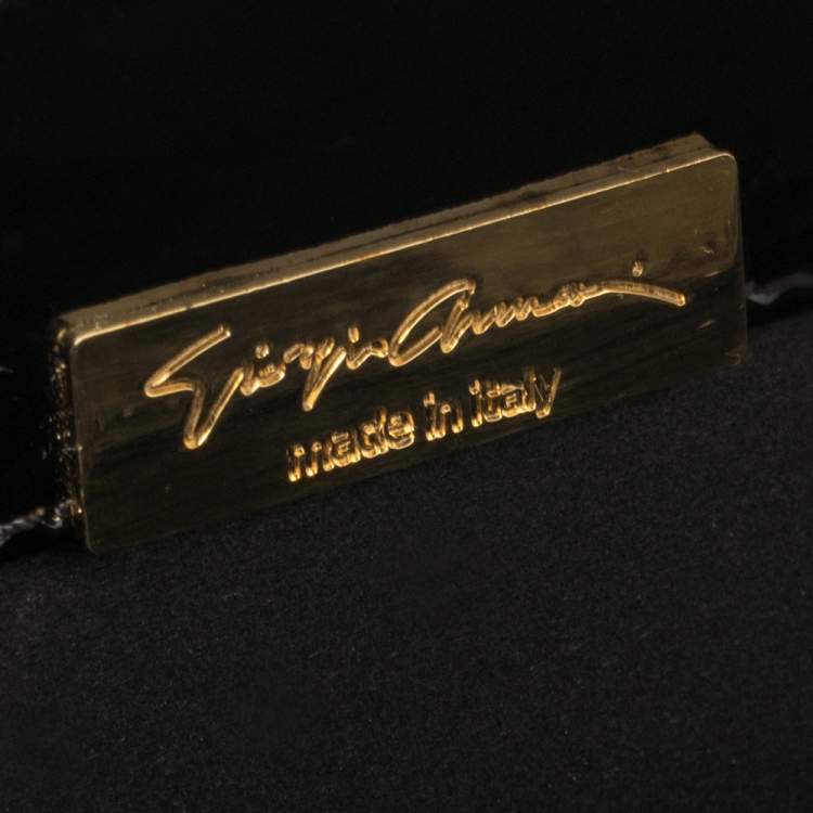 Pre Owned Giorgio Armani Black Beaded Embellished Patent Leather Clutch
