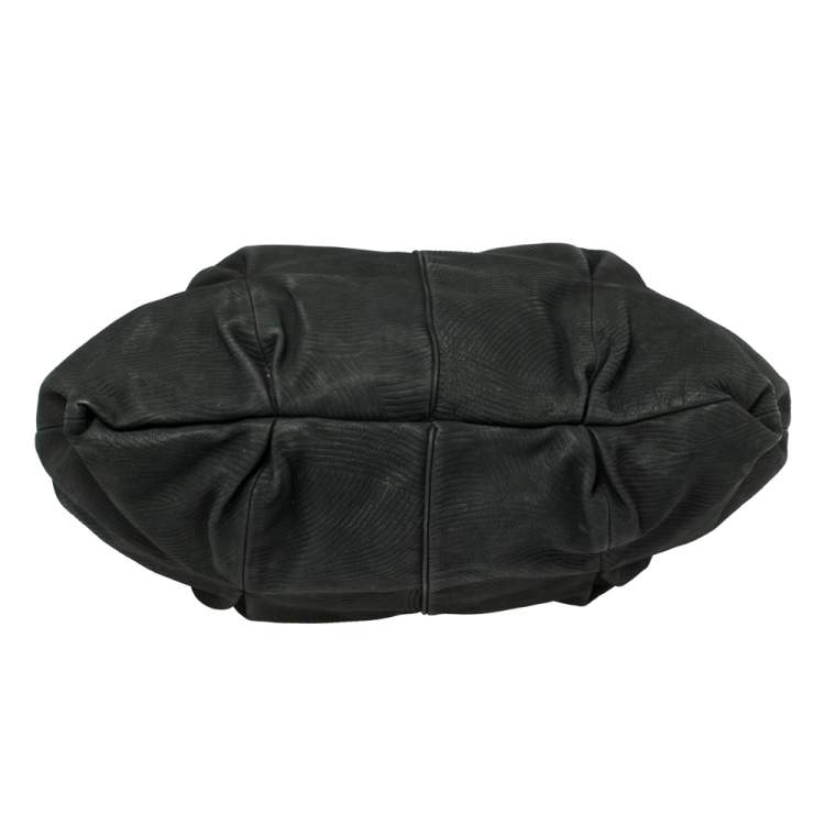 Pre Owned Giorgio Armani Black Textured Suede Hobo