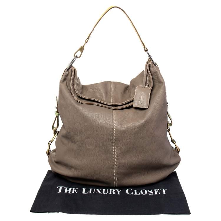 Pre Owned Giorgio Armani Grey Leather Hobo