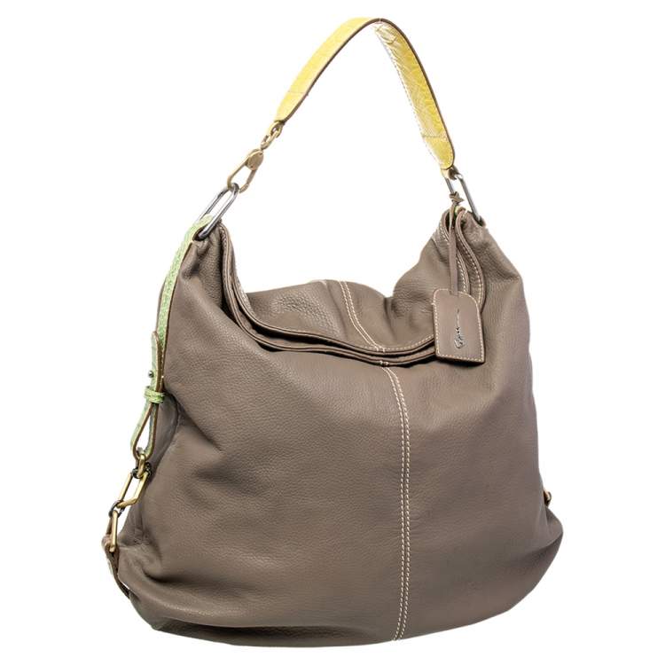 Pre Owned Giorgio Armani Grey Leather Hobo