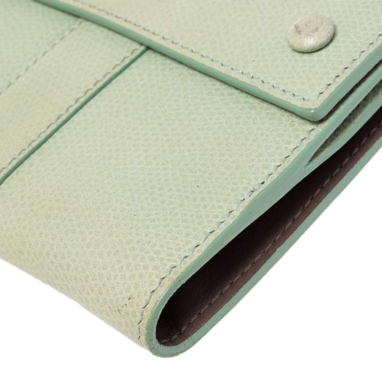 Pre Owned Giorgio Armani Green Leather French Wallet