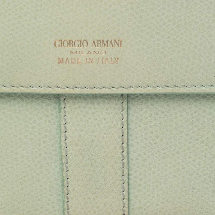 Pre Owned Giorgio Armani Green Leather French Wallet
