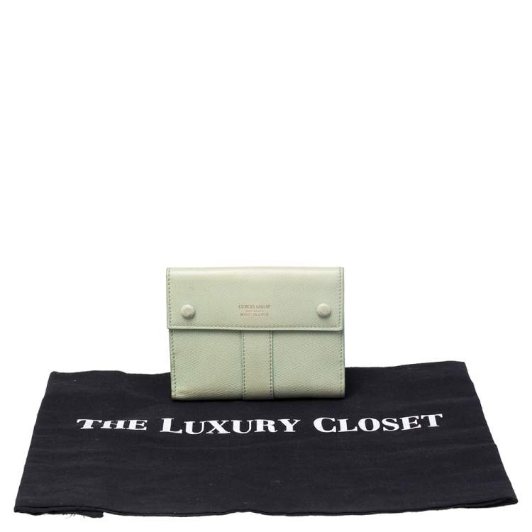 Pre Owned Giorgio Armani Green Leather French Wallet
