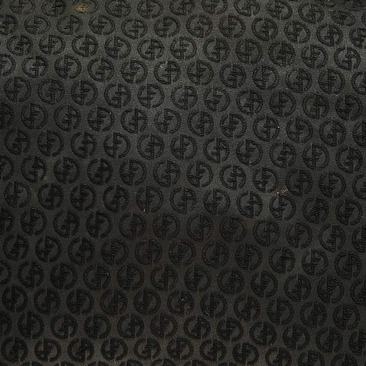 Pre Owned Giorgio Armani Black Signature Canvas And Leather Shoulder Bag