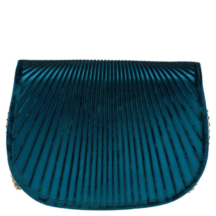 Pre Owned Giorgio Armani Green Velvet Chain Crossbody Bag