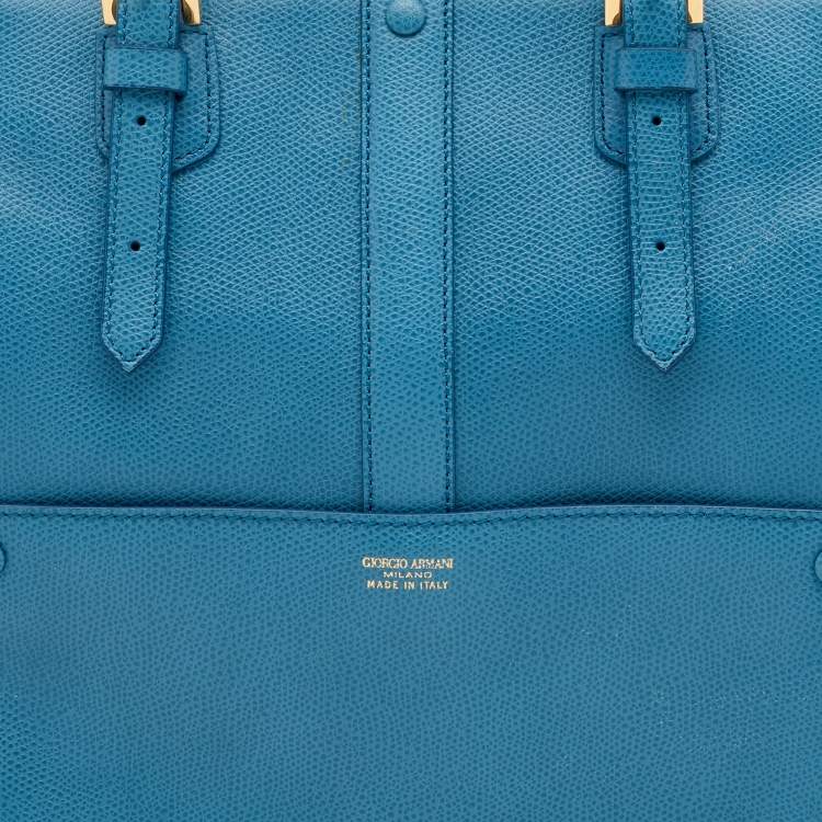 Pre Owned Giorgio Armani Blue Leather Bauletto Piccolo Tote