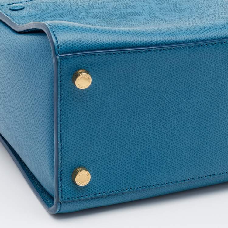 Pre Owned Giorgio Armani Blue Leather Bauletto Piccolo Tote