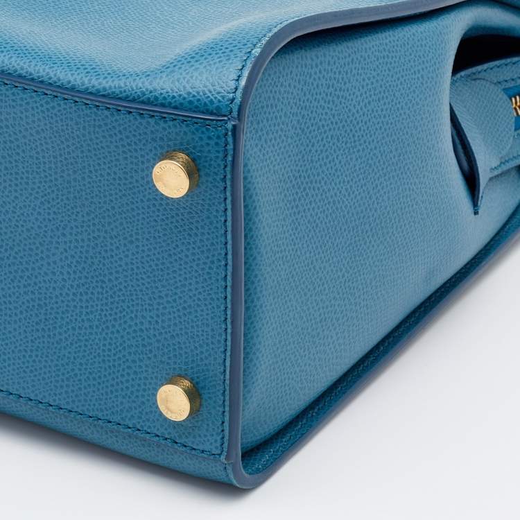 Pre Owned Giorgio Armani Blue Leather Bauletto Piccolo Tote