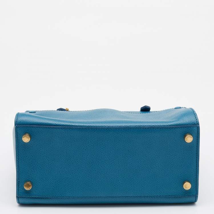 Pre Owned Giorgio Armani Blue Leather Bauletto Piccolo Tote